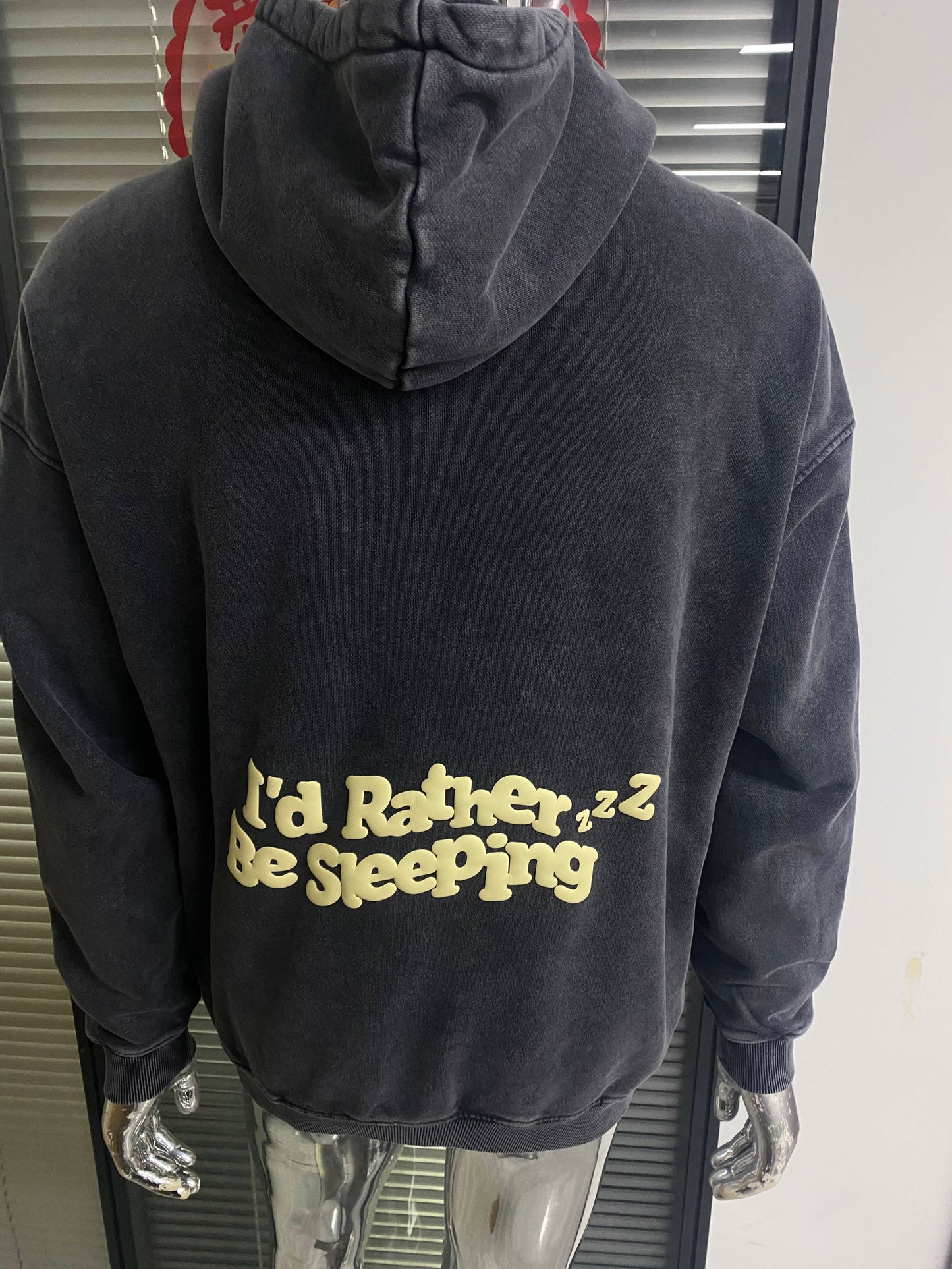 I'D RATHER BE SLEEPING - OVERSIZED ACID WASH HOODIE